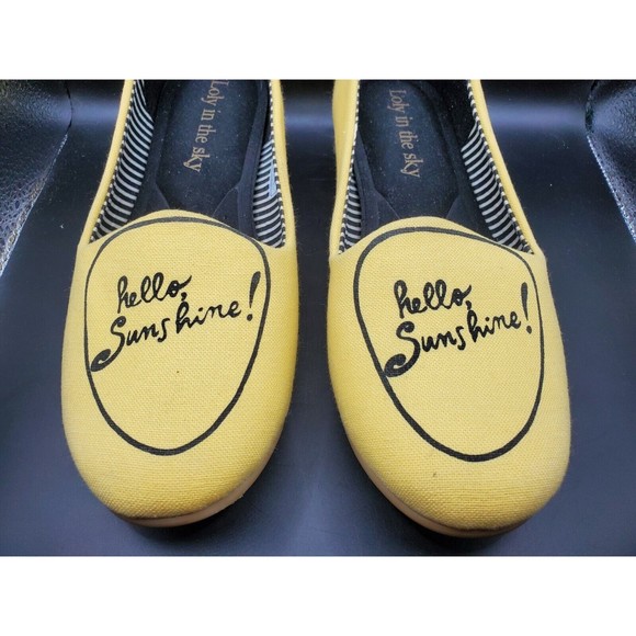 Loly in the Sky Size 7.5 Hello Sunshine Yellow Spring Summer Flats Pre-owned - Picture 9 of 12